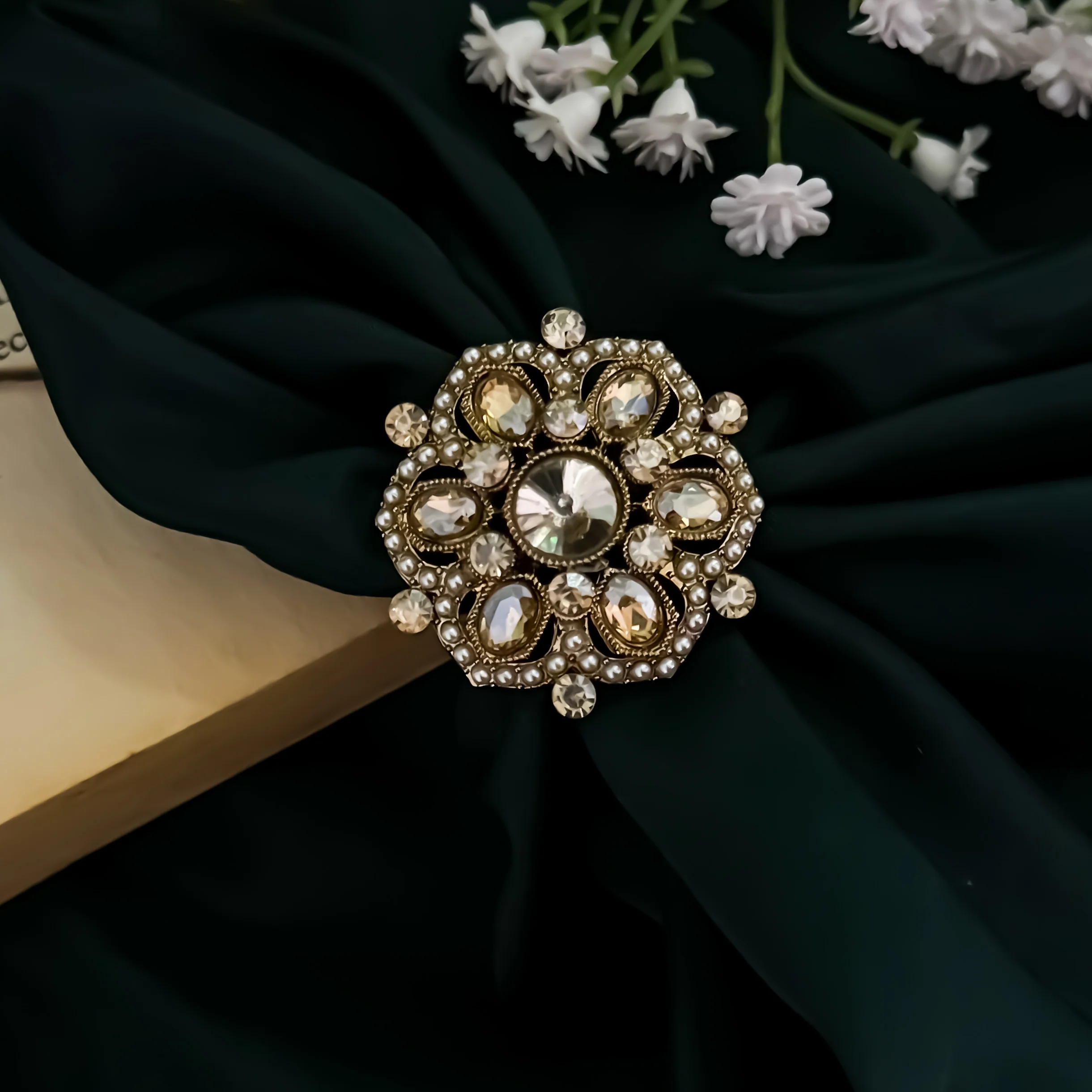 Aaradhya Jadau Adjustable Ring- Golden - Image 4