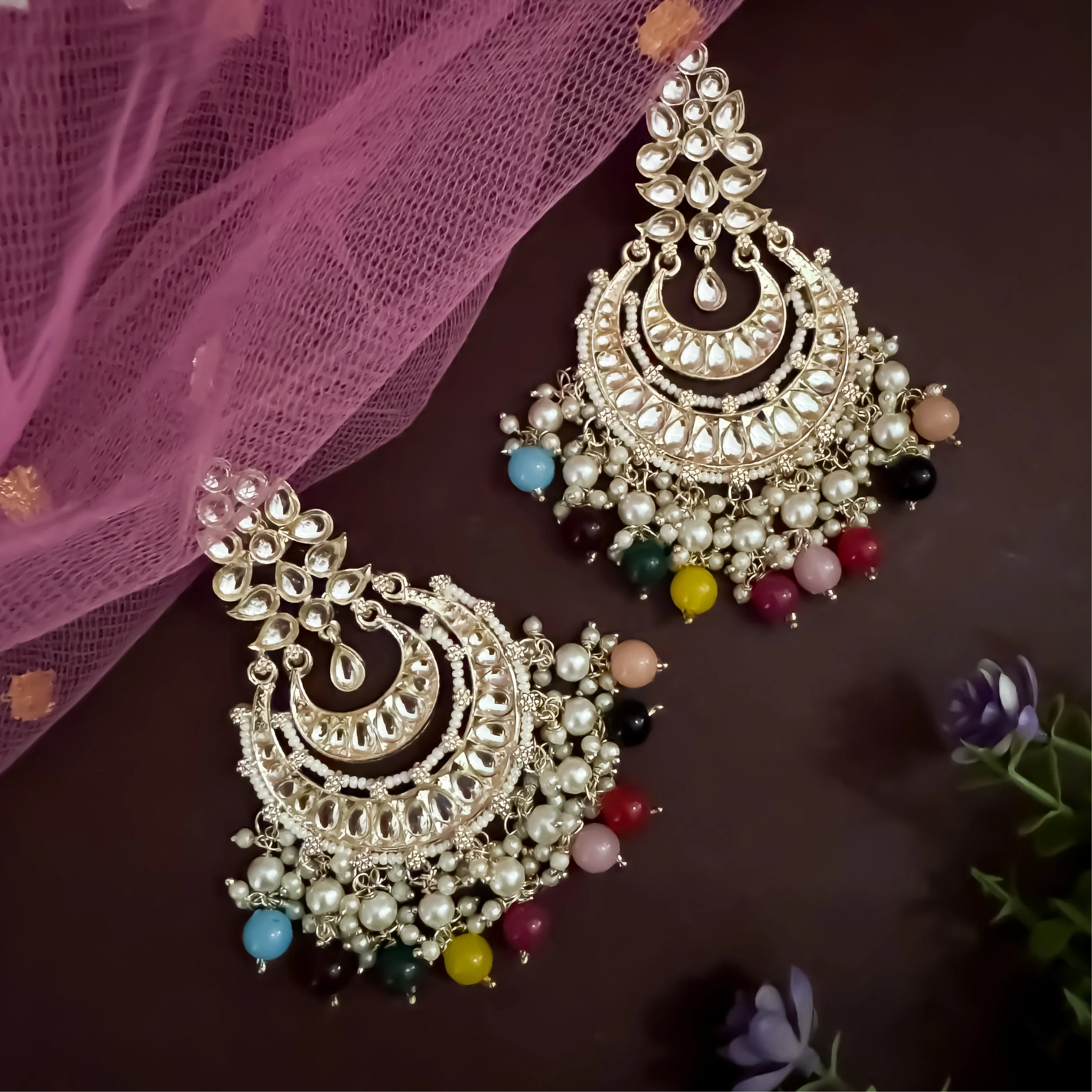 Aditi Rao Inspired Chandbali Earrings- Multi - Image 2