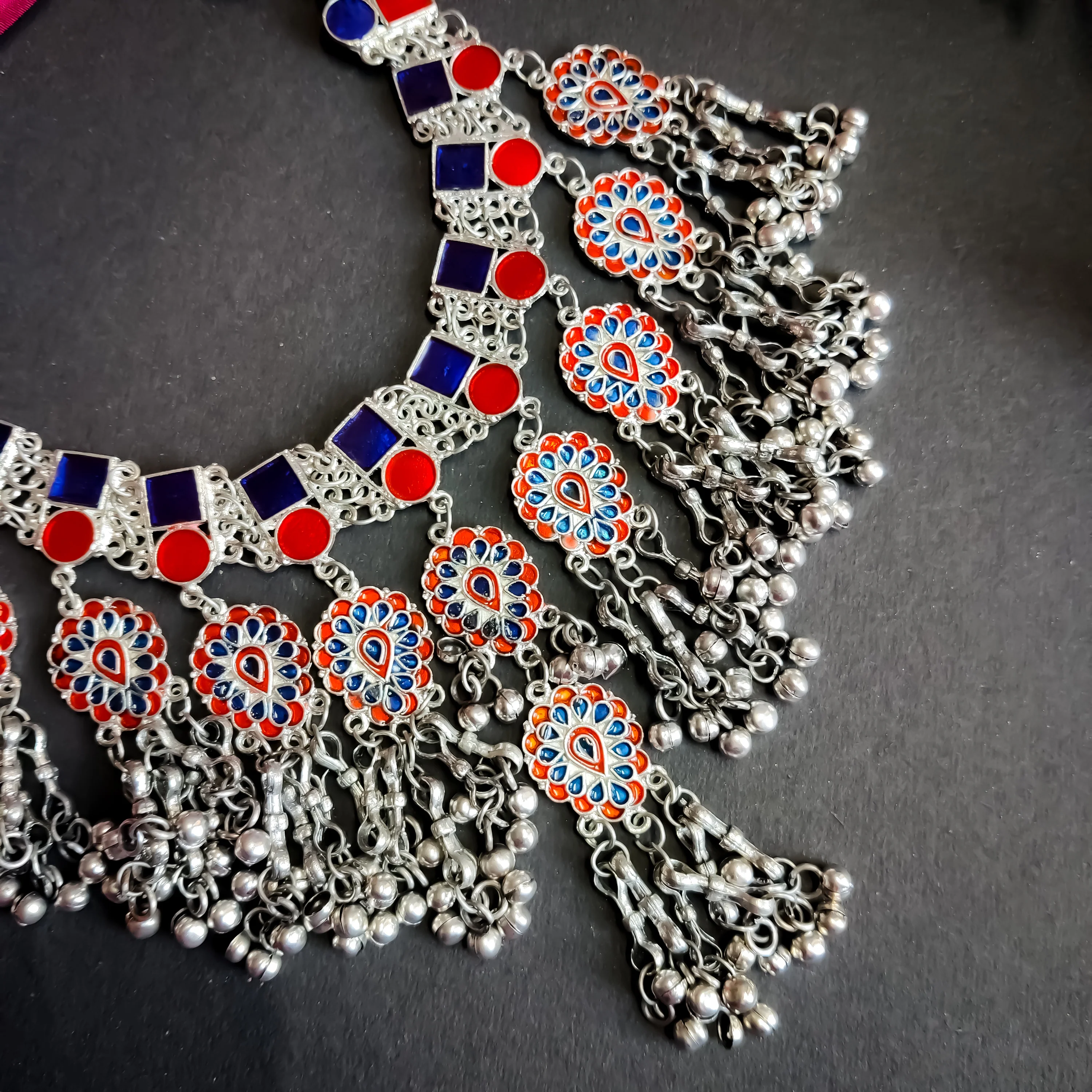 Maya afghani Necklace - Blue & Red - Image 3