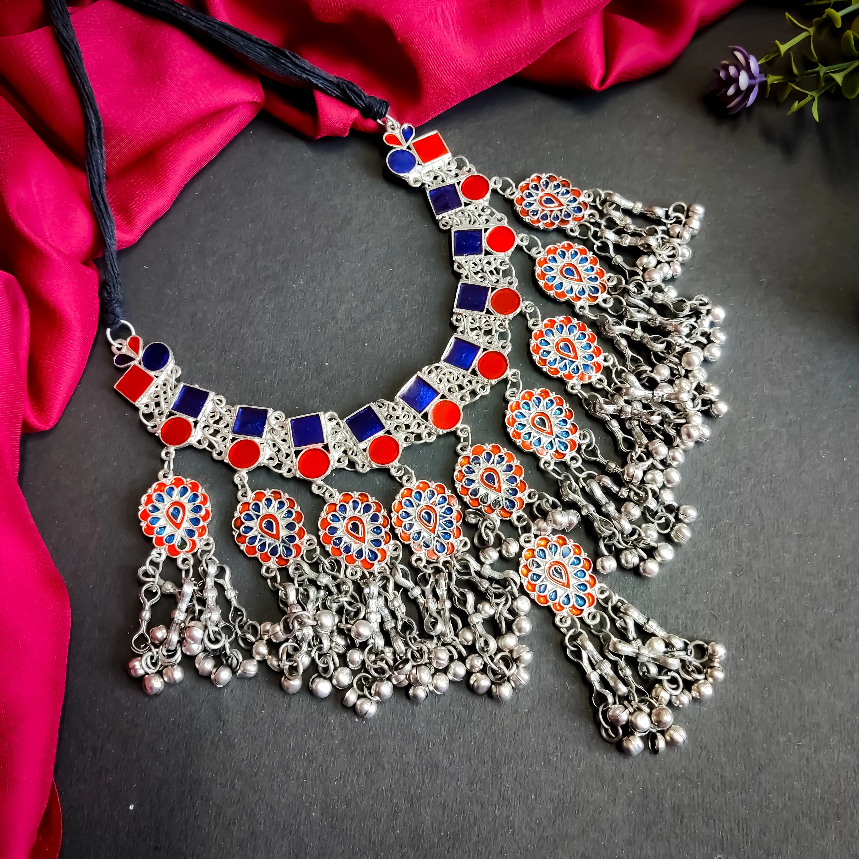 Maya afghani Necklace - Blue & Red - Image 4