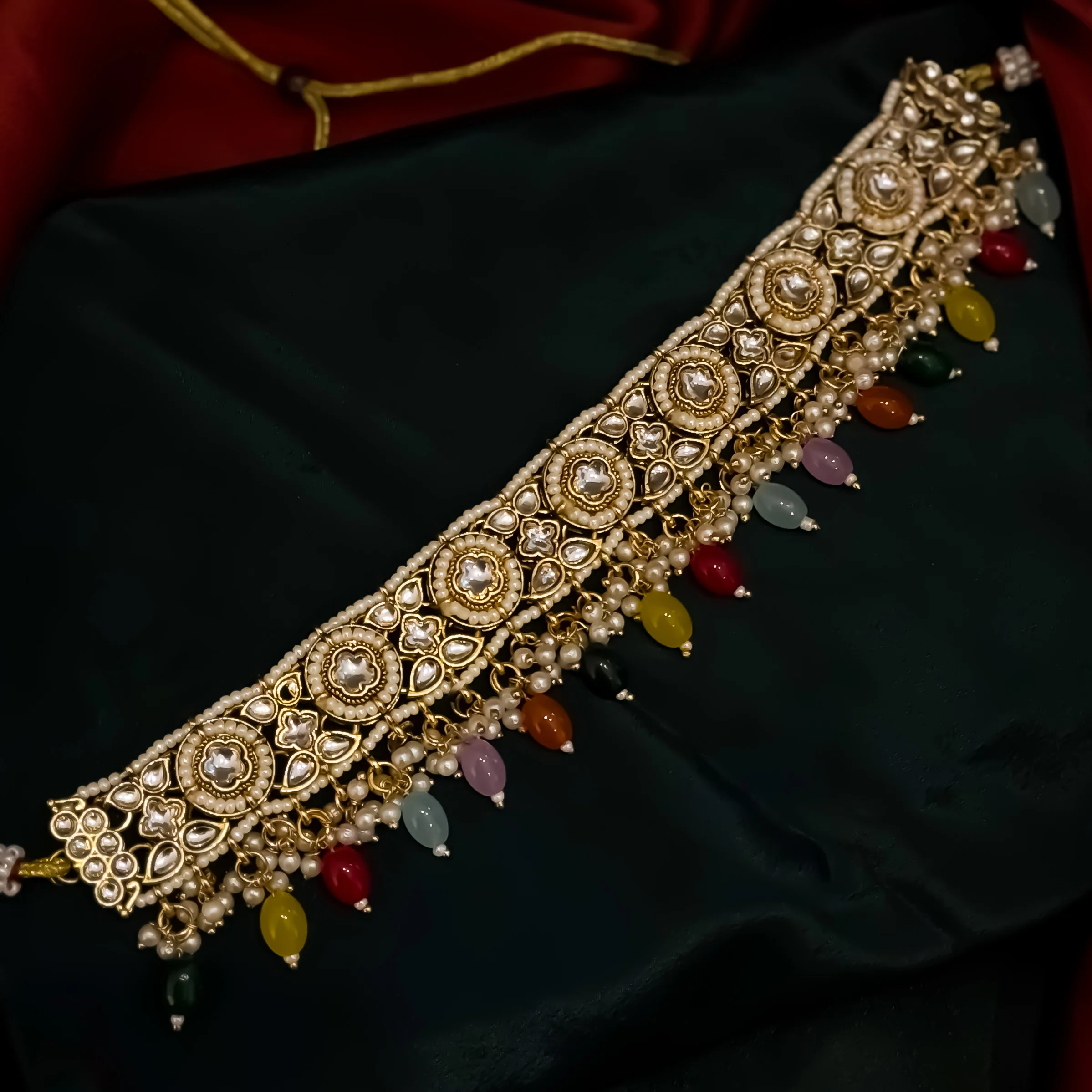 Meethika Pearl Kundan Necklace Set - Multi - Image 2