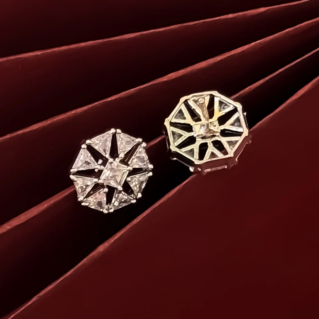 Chloe American Diamond Silver Stud Earrings - Image 3