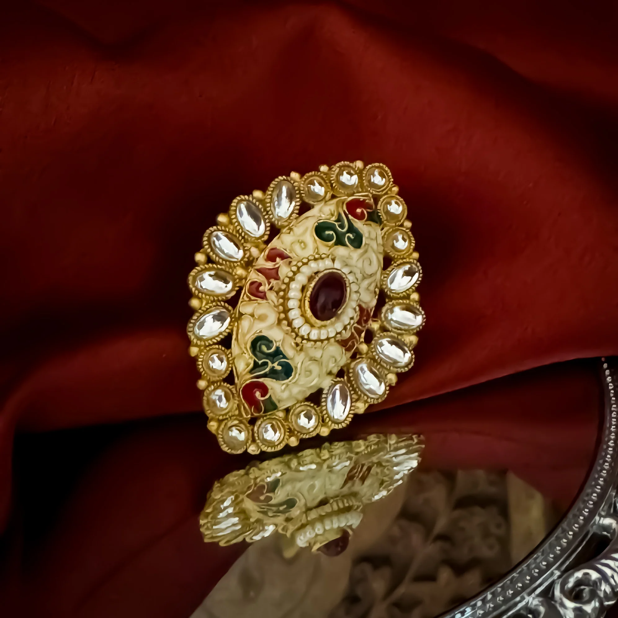 Kanchi Meenakari Ring - Golden - Image 3