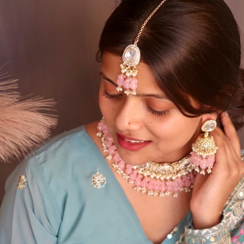 Anika Pearl Necklace Set - Baby Pink - Image 3
