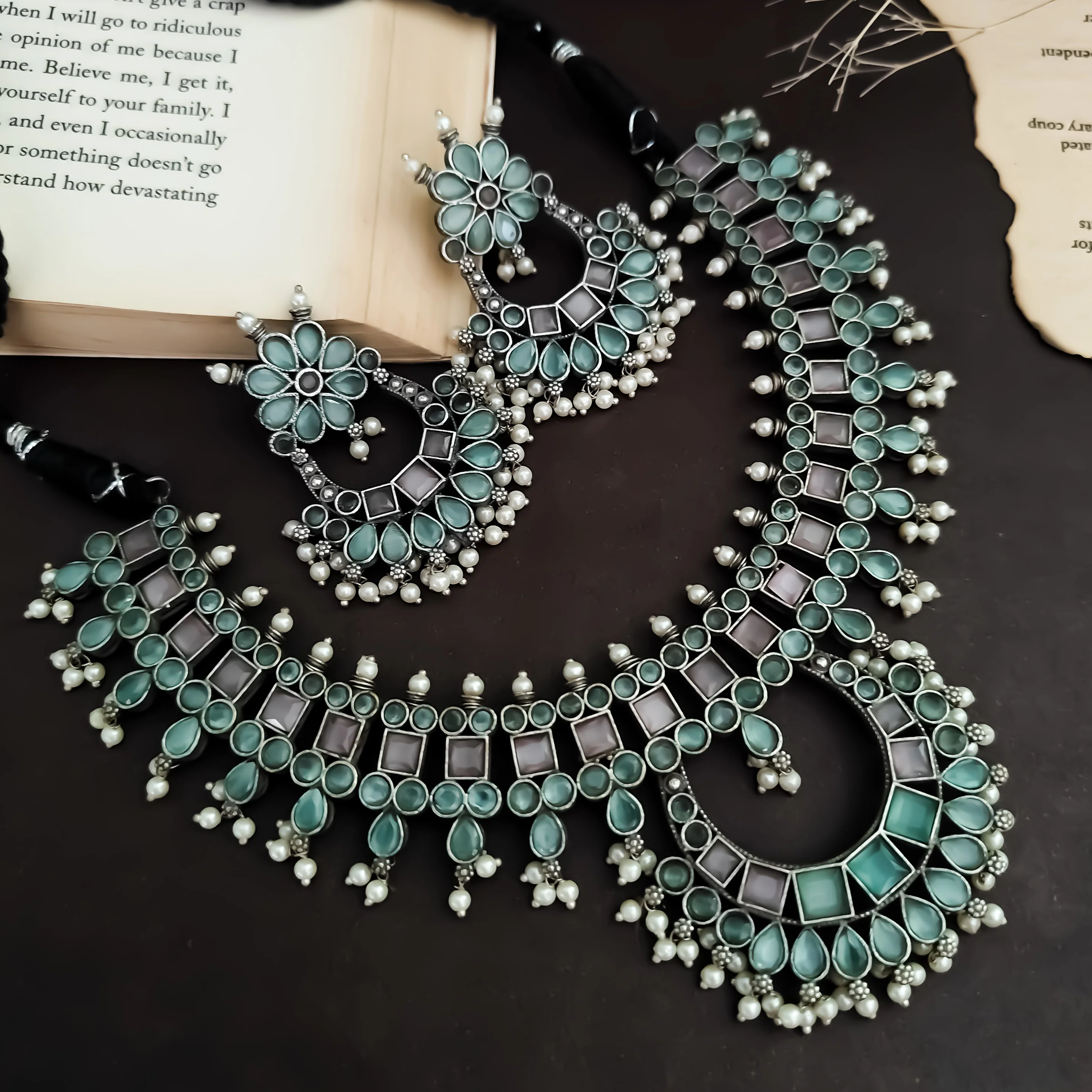Dalia AAA Zircon Brass Necklace Set- Pastel Hue - Image 4