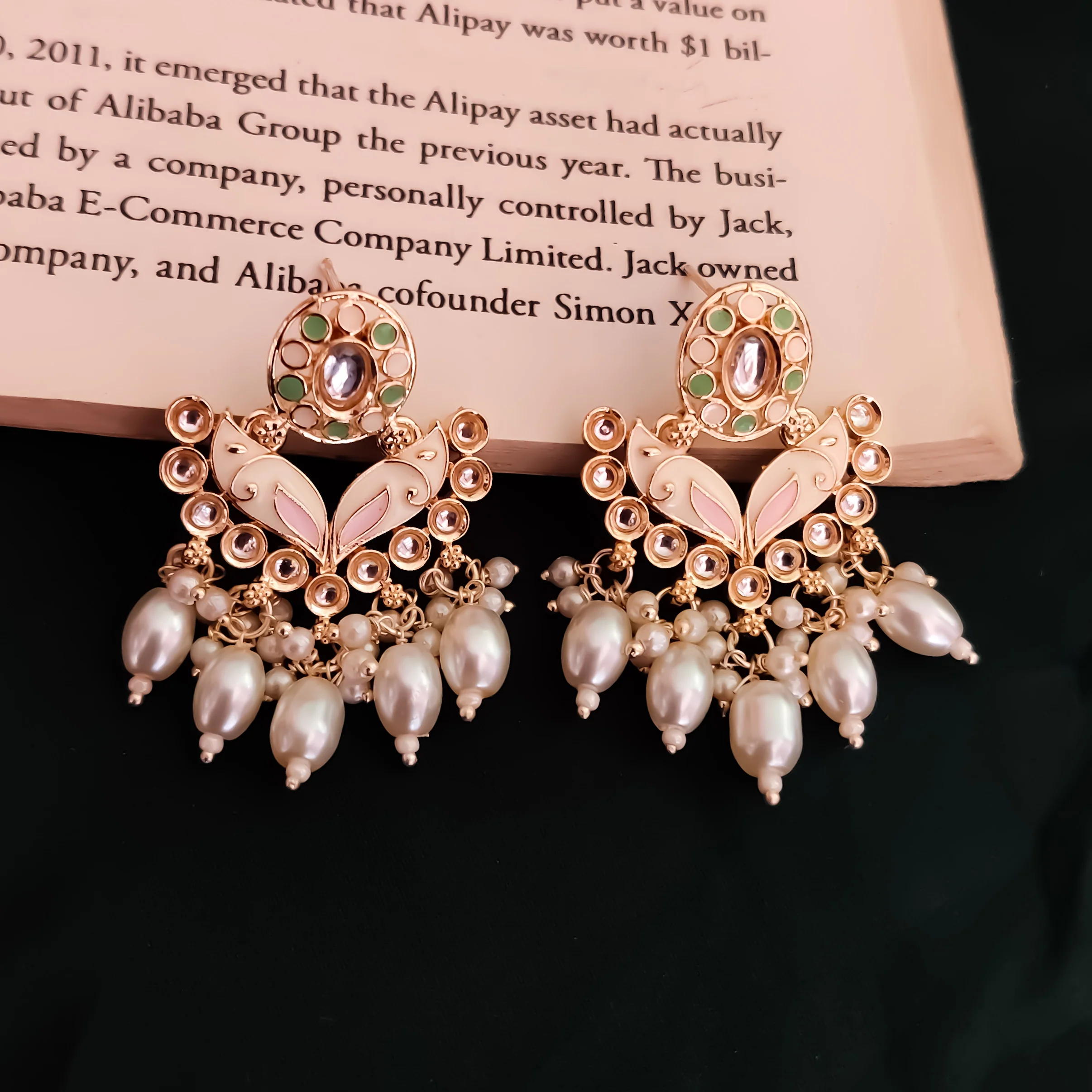 Daraksha Meenakari Hasli Necklace Set - Ivory/Golden - Image 2