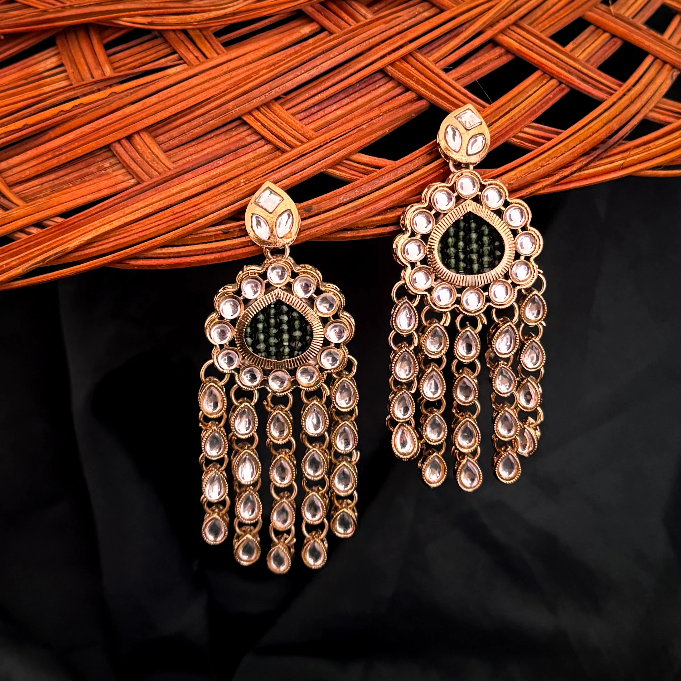Darshana Chandbali Earrings- Green
