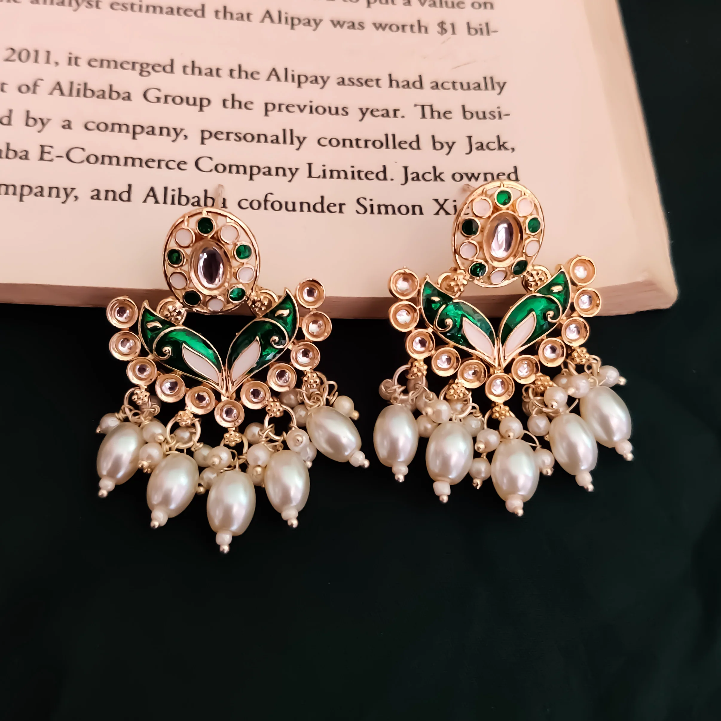 Daraksha Meenakari Hasli Necklace Set - Green - Image 2