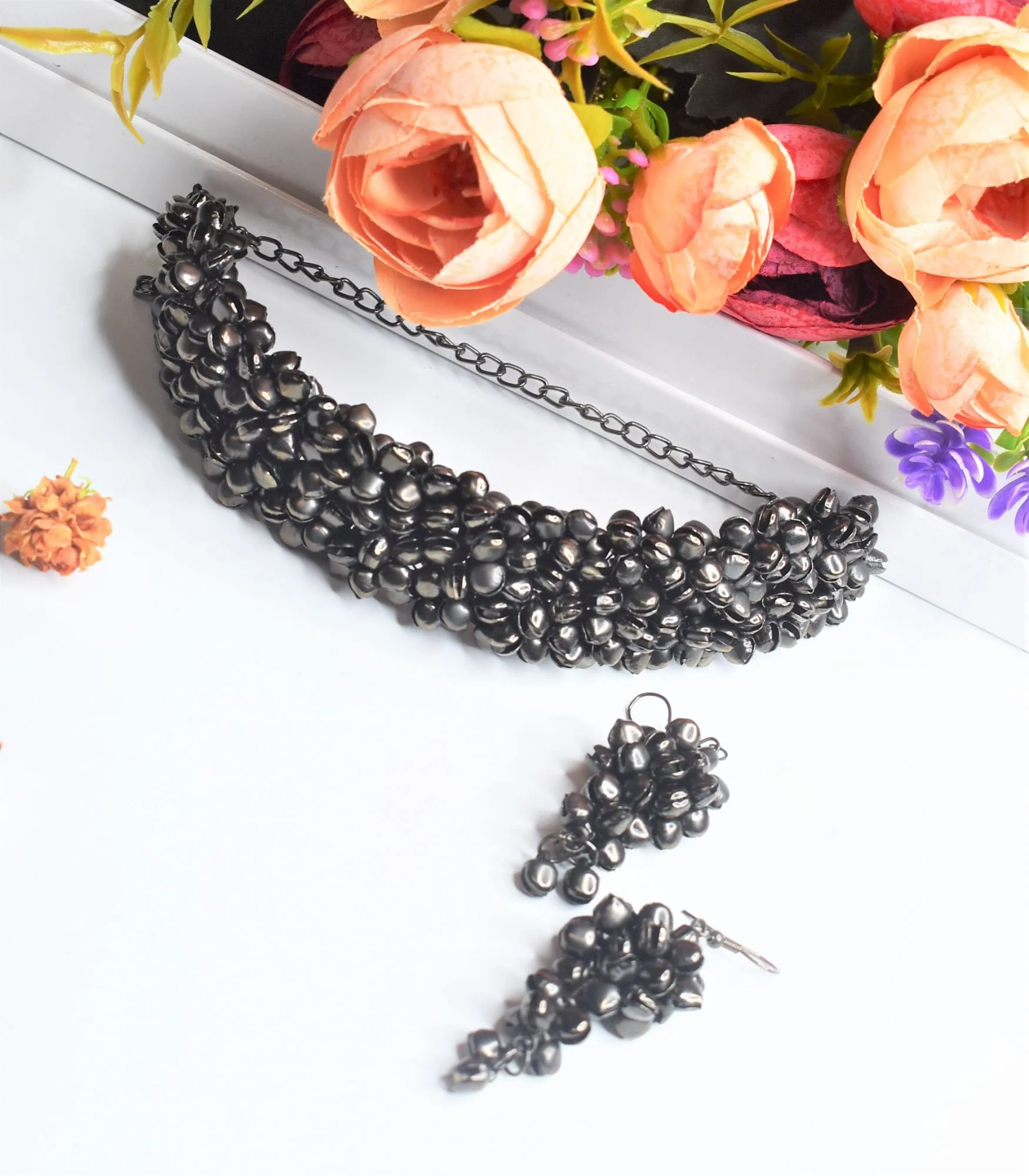 Oxidised Ghunghroo Necklace Set - Image 4