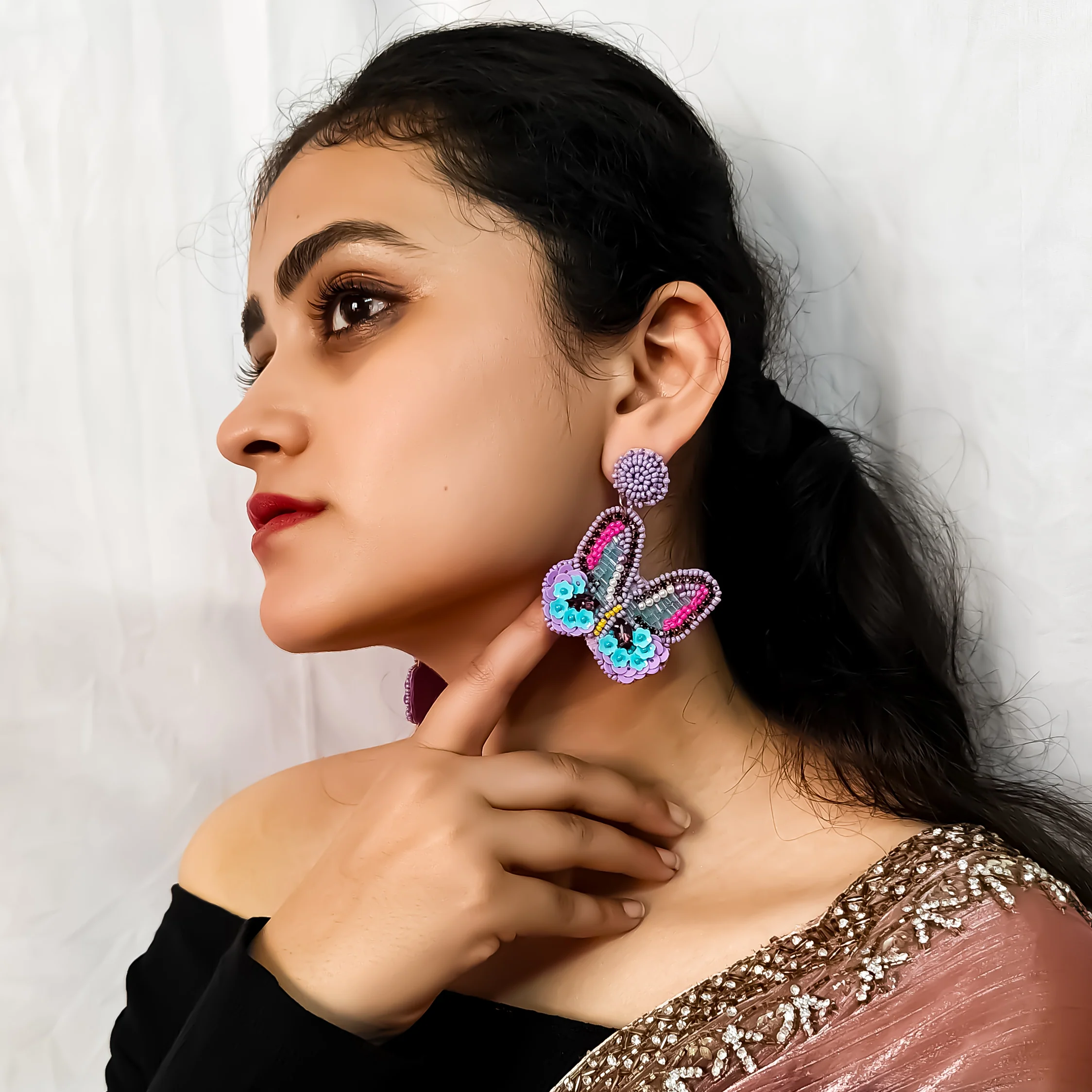 Heavenly Butterfly Handcrafted Earrings - Image 2