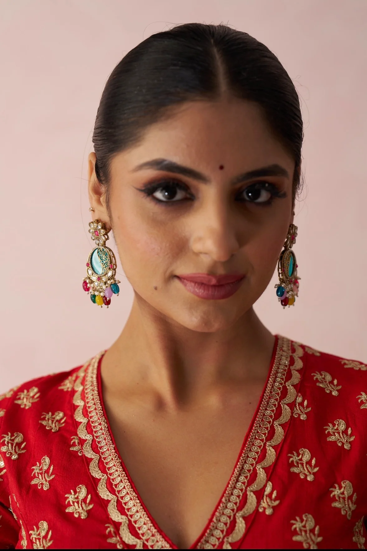 Ishika Premium Cutwork MOP Premium Chandbali Earrings - Multi - Image 2