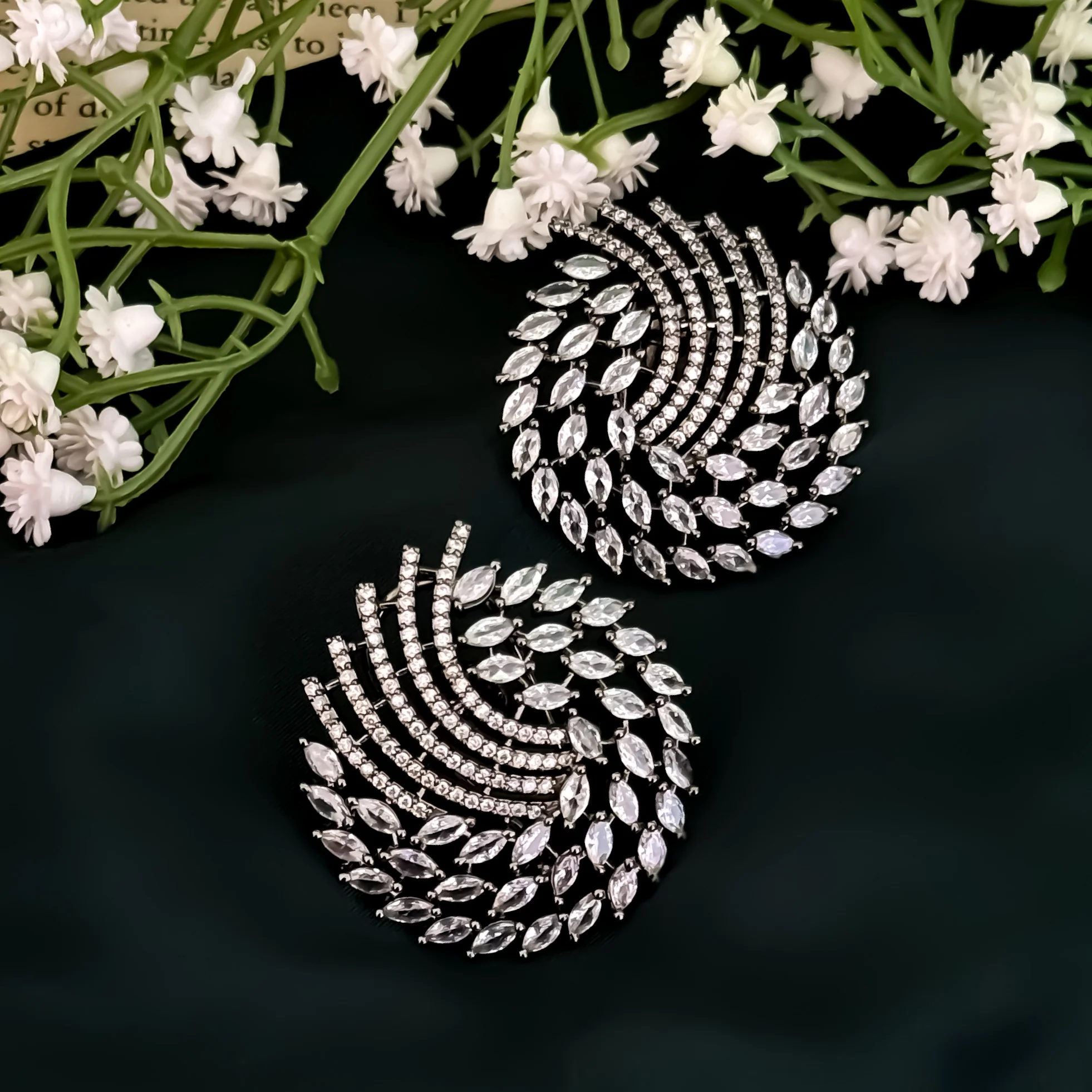 Keylin American Diamond Stud Earrings -Crystal White - Image 2