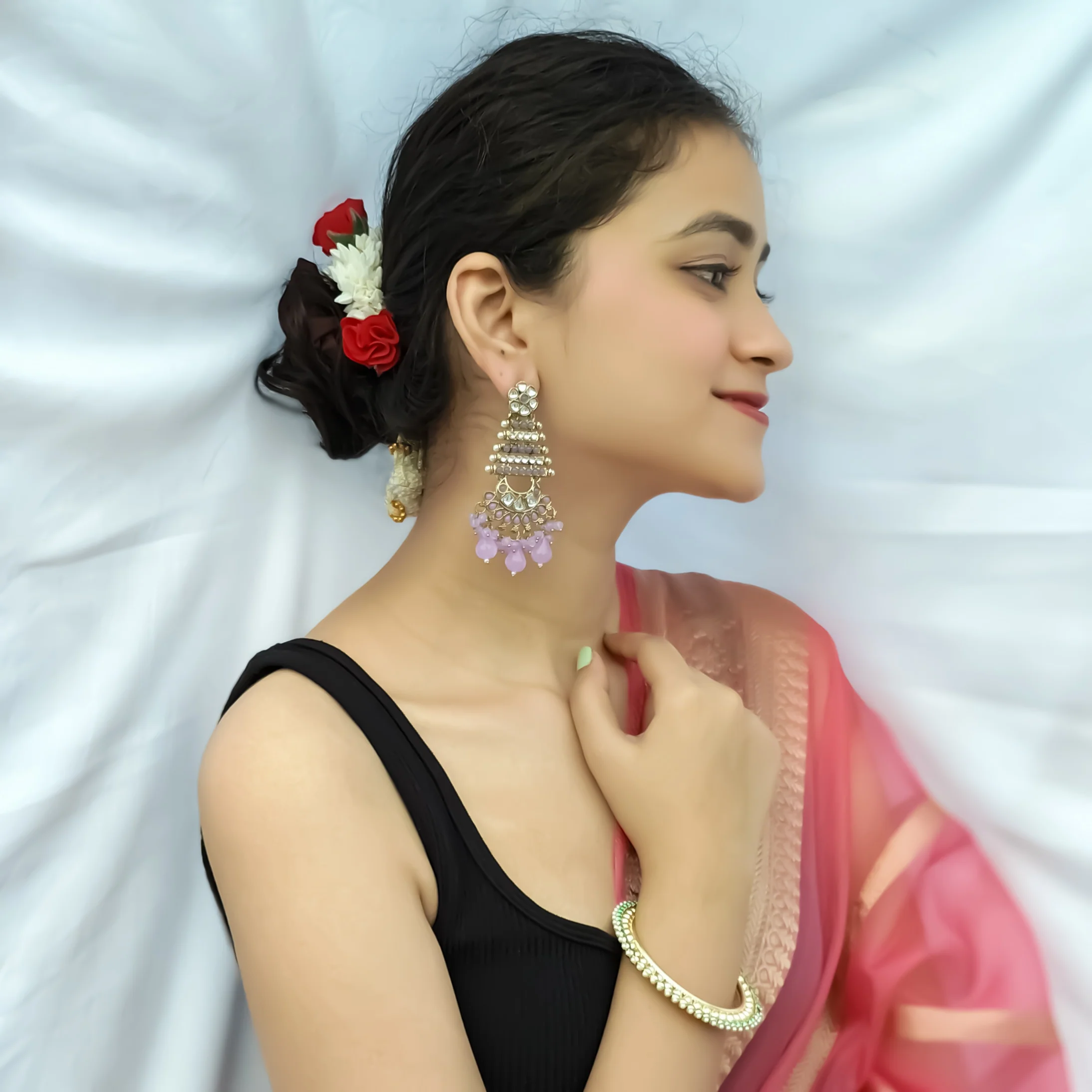 Kuhu Designer Earrings -Lavender - Image 4