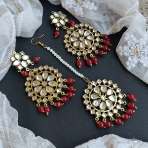 KUNDAN EARRINGS MANGTIKA SET - Image 4