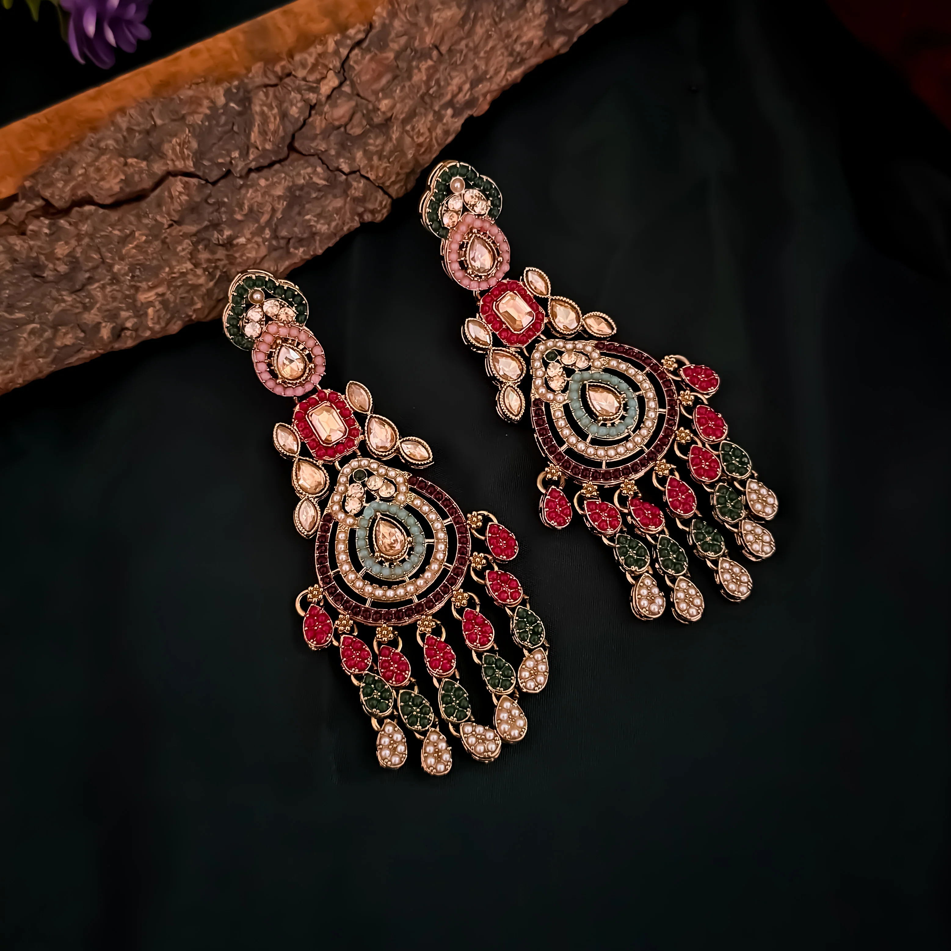 Lekhya Jadau Reverse AD Necklace Set - Image 6