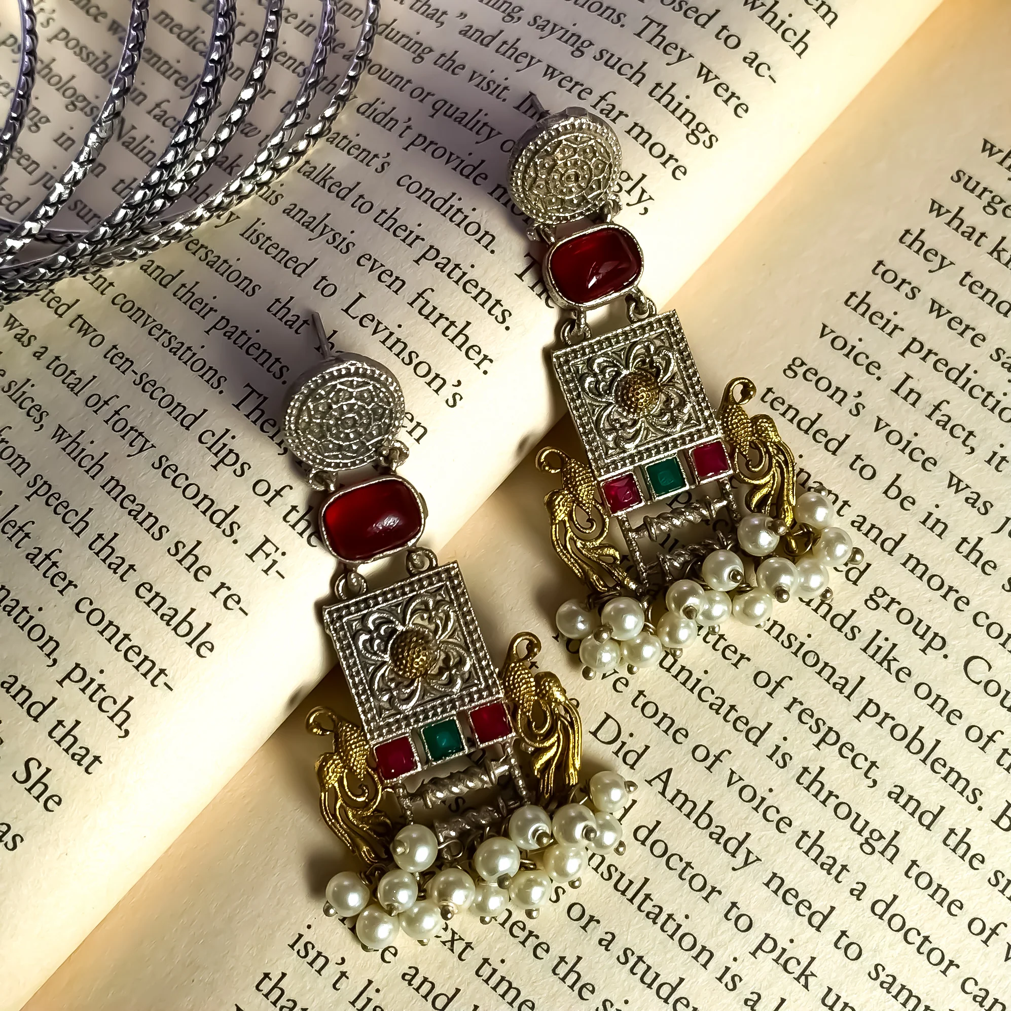 Nandini SLA Brass Earrings - Maroon - Image 2