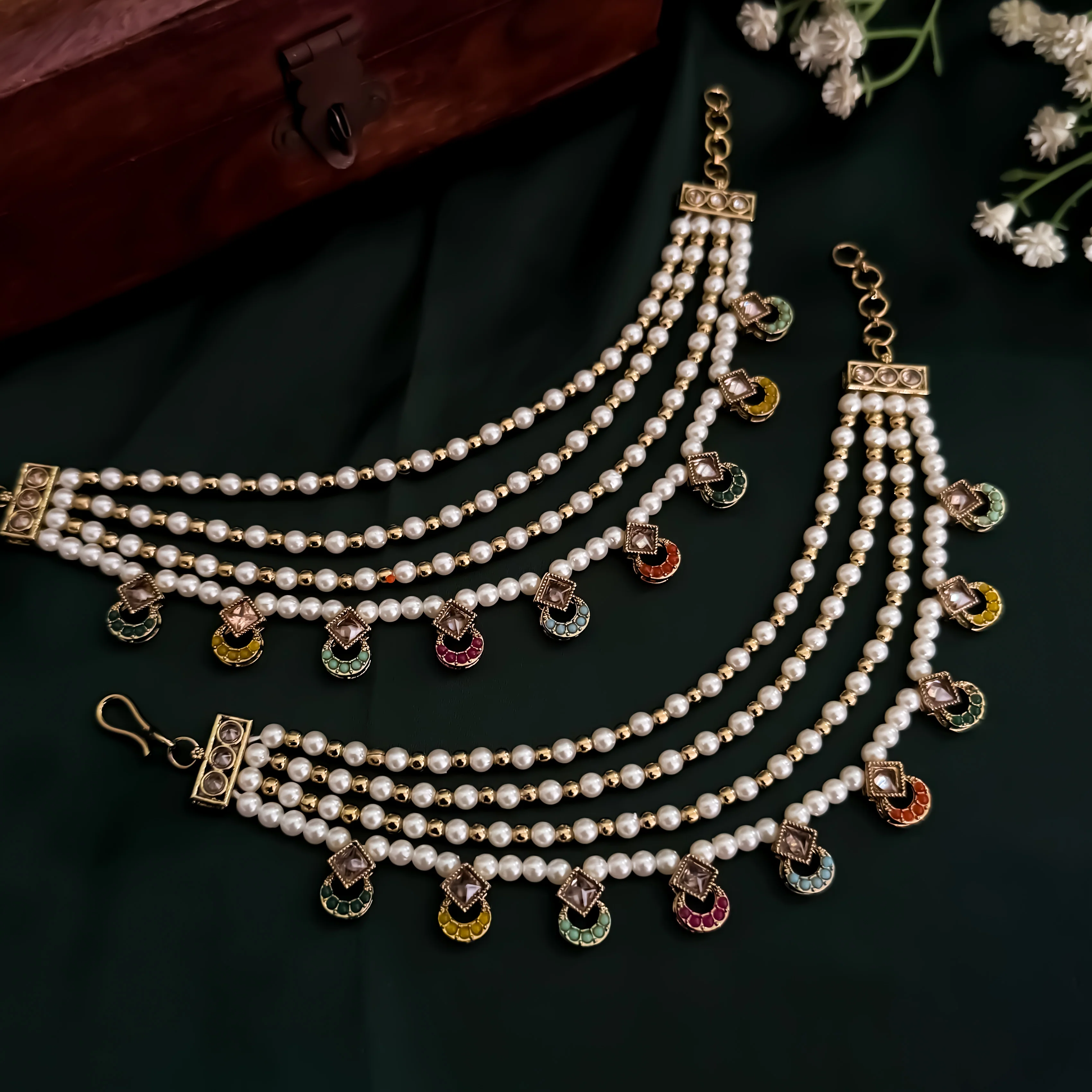 Nausheen Jadau Baahubali 4 Layer Detachable Earchains - Multi - Image 3