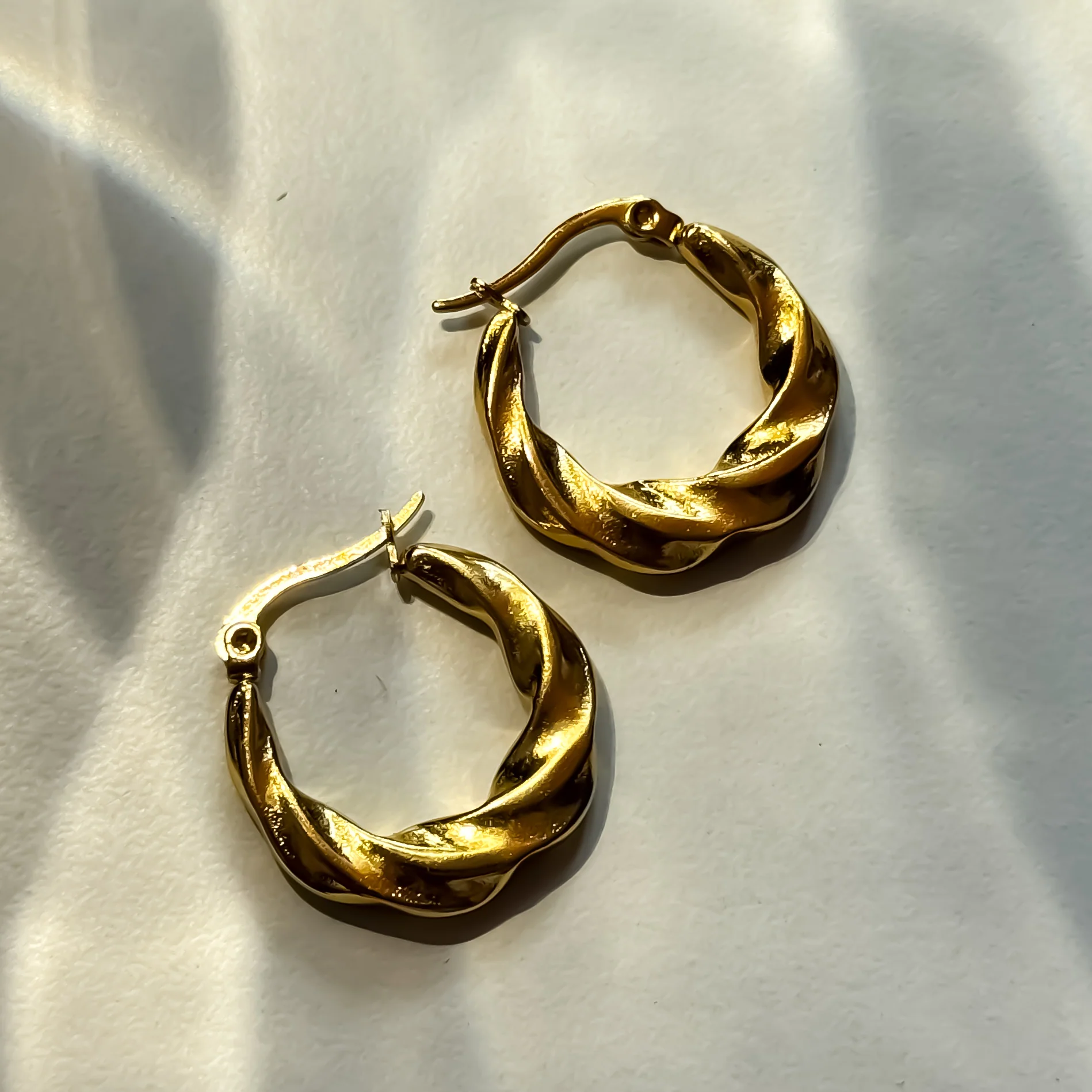 Norah Golden Anti Tarnish Hoop Earrings - Image 2