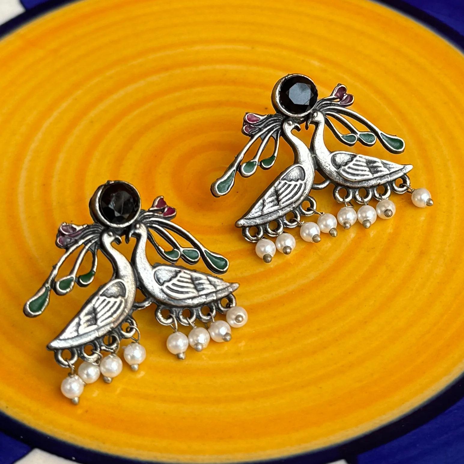 Peacock Sla Stud Earrings