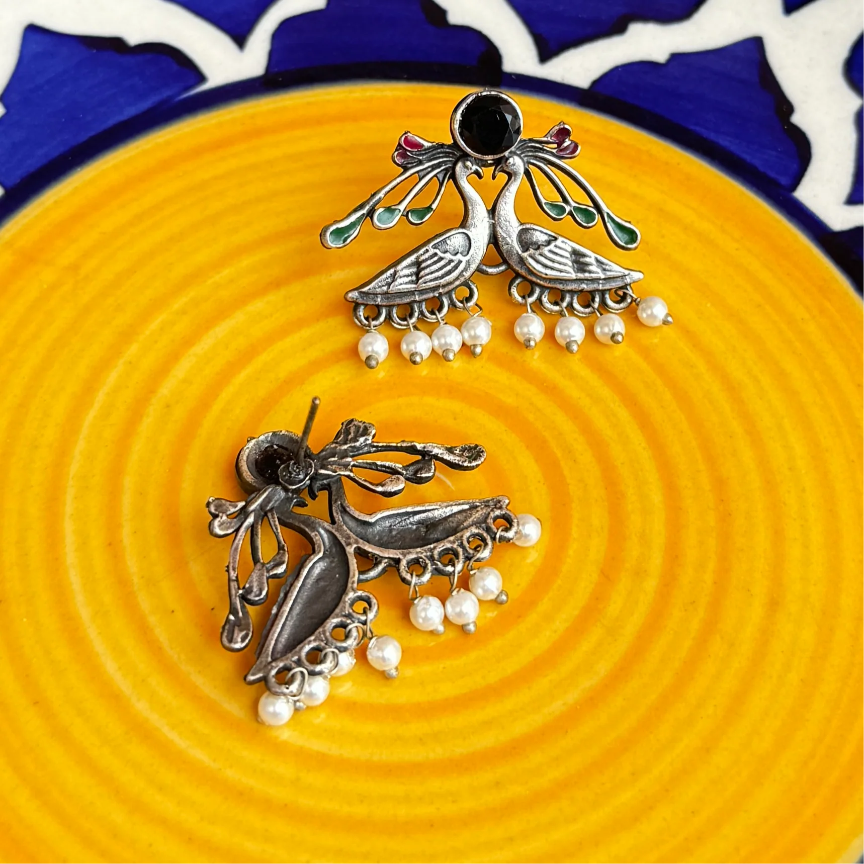 Peacock Sla Stud Earrings - Image 2