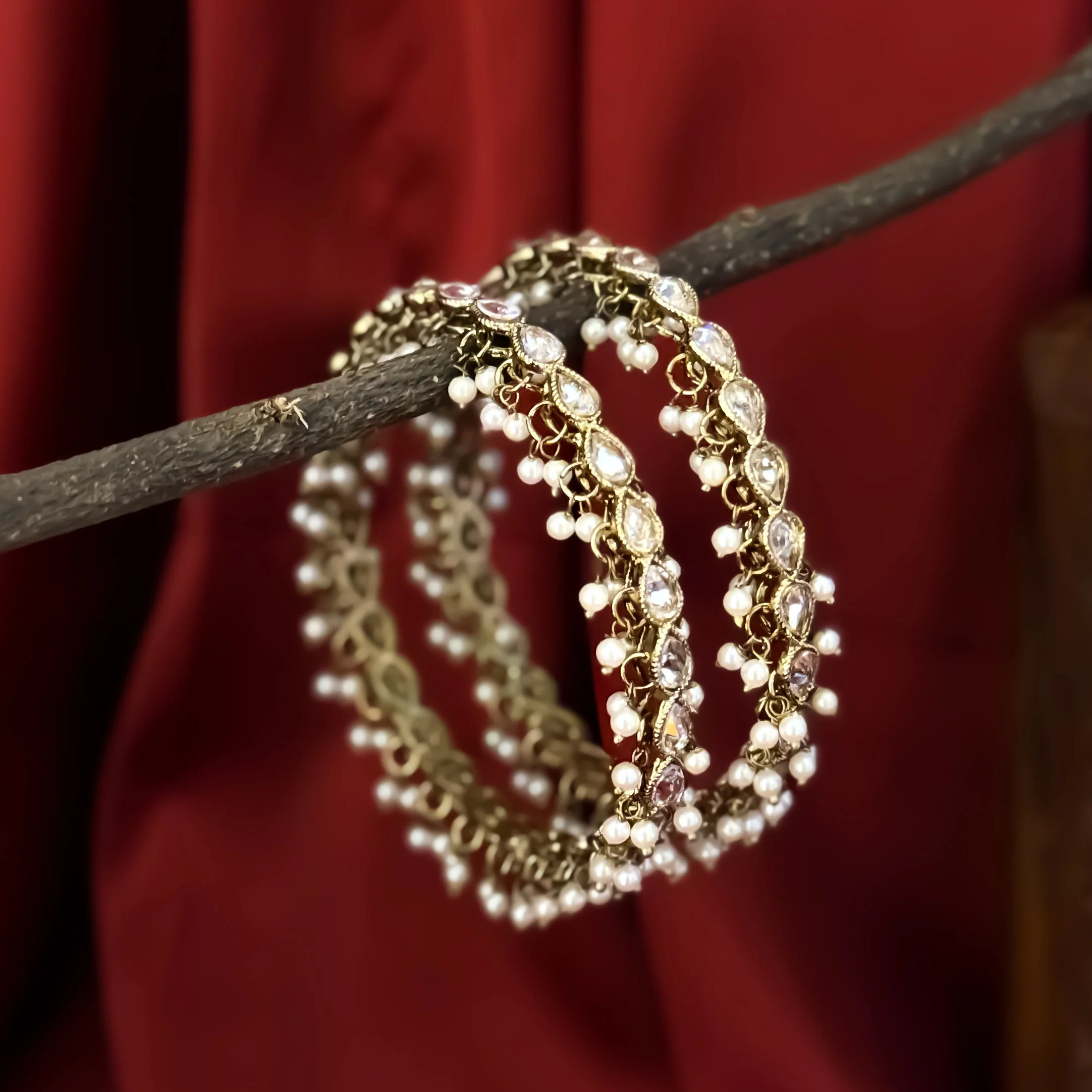 Zaira Reverse AD Premium Kundan Bangles (Set of 2) - Golden - Image 2
