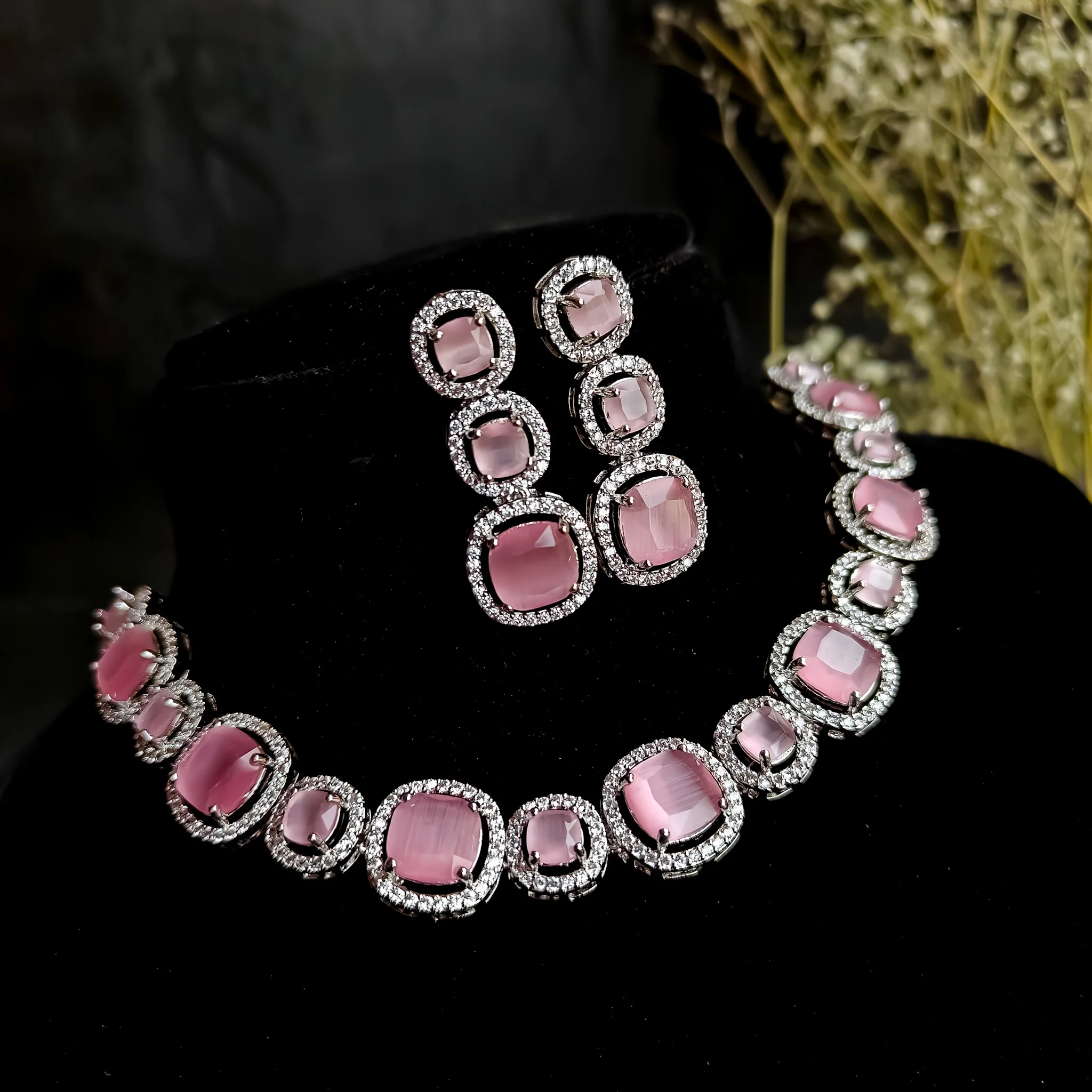 Rhea AD Necklace Set - Pastel Pink - Image 3