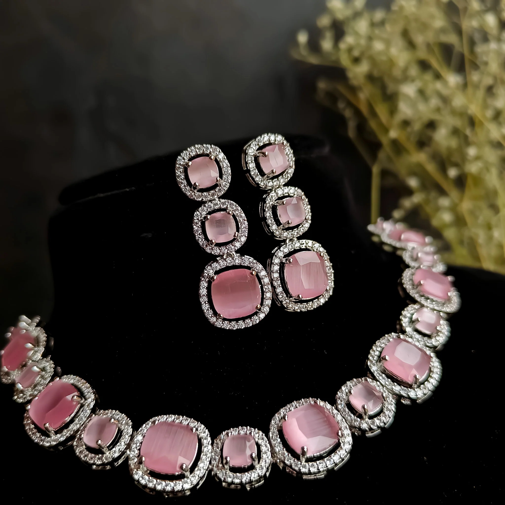 Rhea AD Necklace Set - Pastel Pink - Image 4