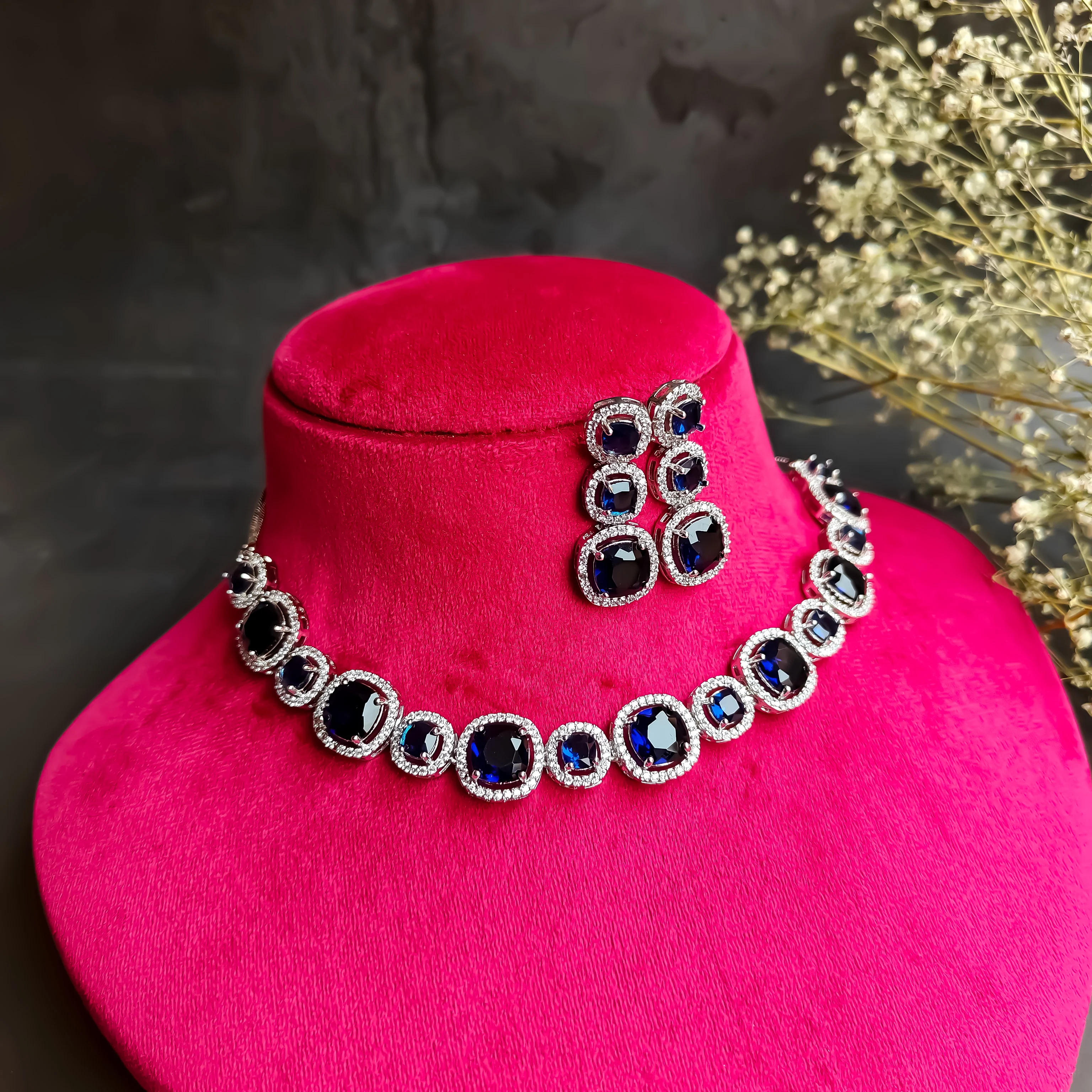 Rhea AD Necklace Set Navy - Blue - Image 5