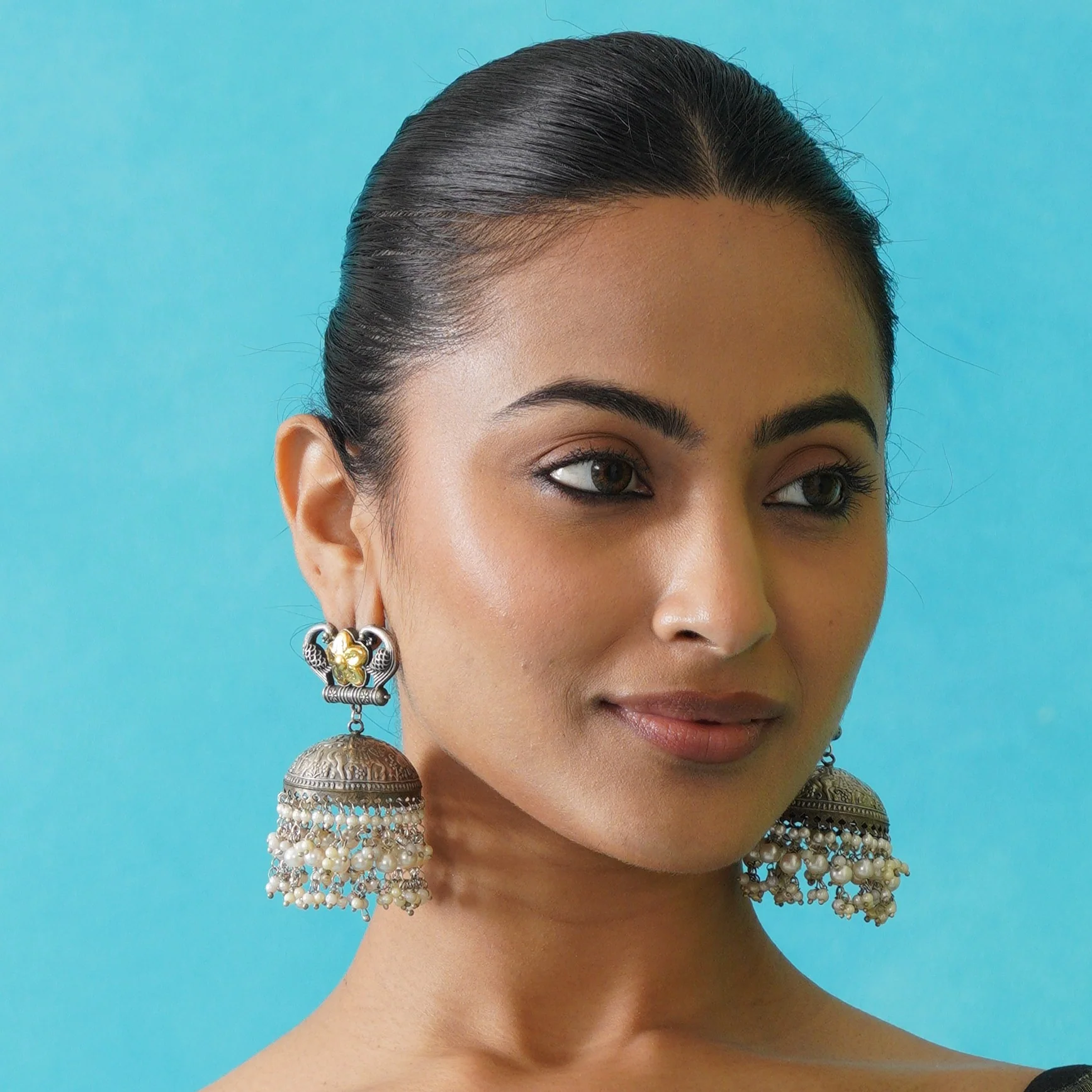 Sai Premium Brass Jhumka Earrings - Image 3