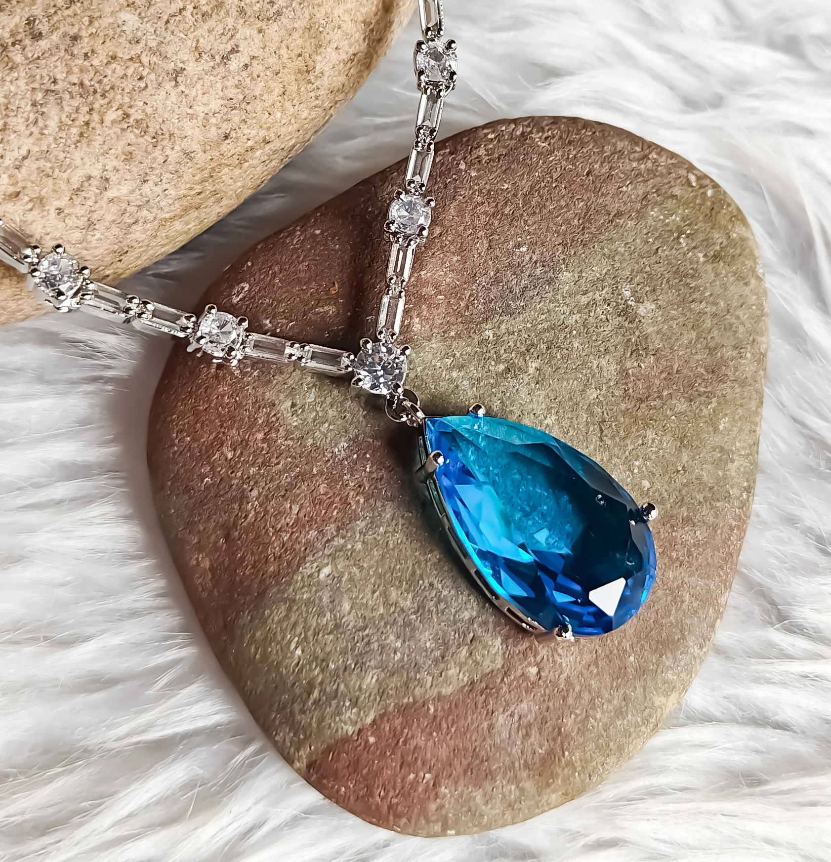 Sara Inspired AD Necklace Set- Aqua Blue - Image 5