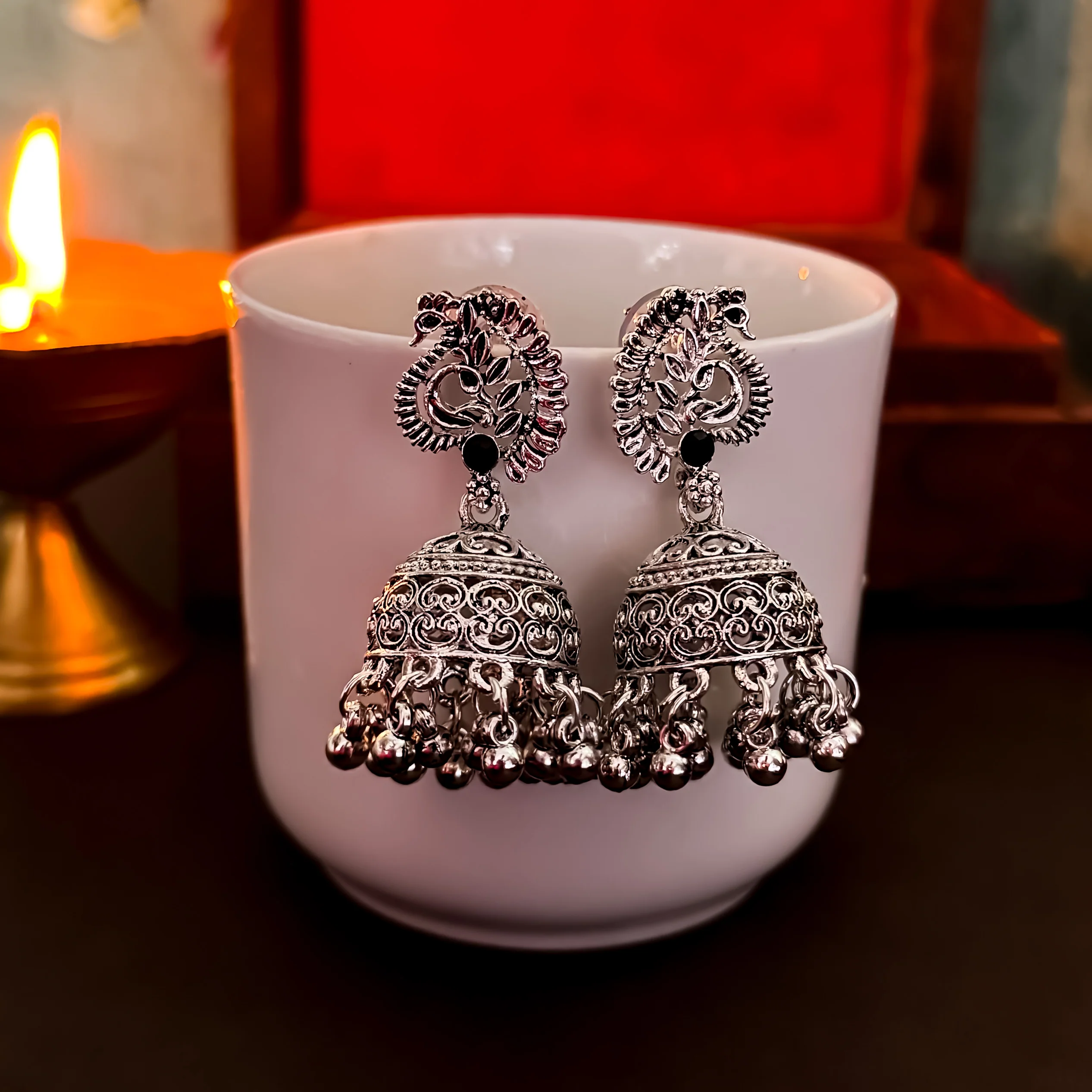 Snehal Peacock Motif Long Necklace Set - Image 5
