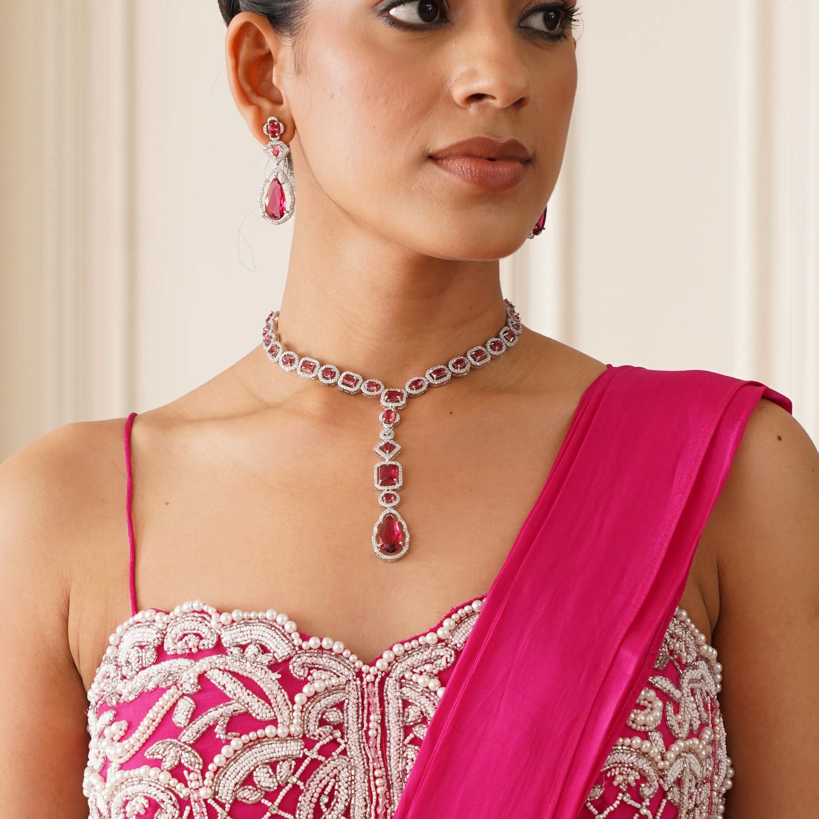 Sophie AD Necklace Set - Ruby Red - Image 3