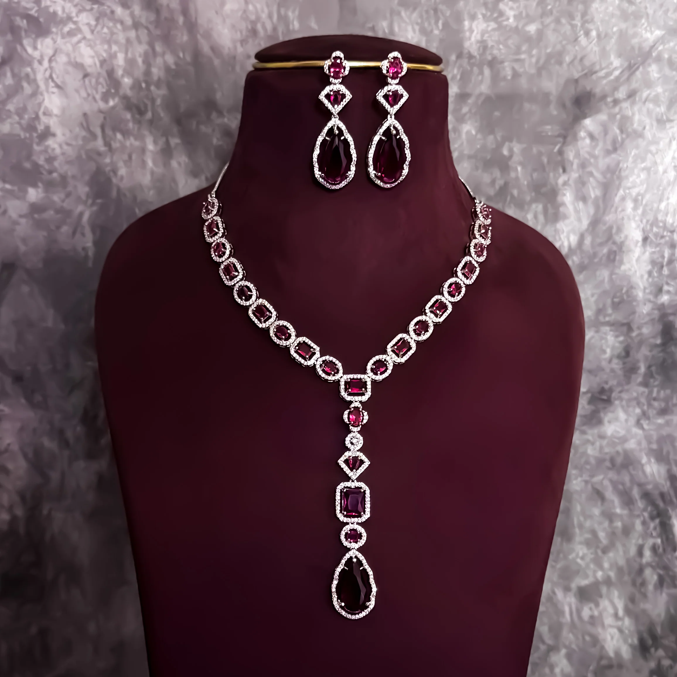 Sophie AD Necklace Set - Ruby Red - Image 5