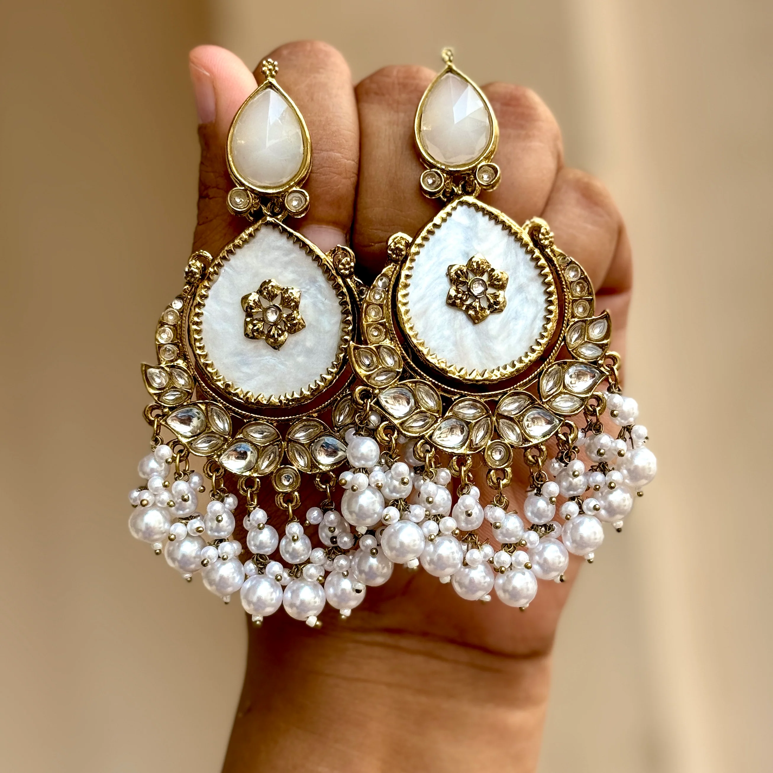 Suhana Chandbali Earrings - Golden - Image 4