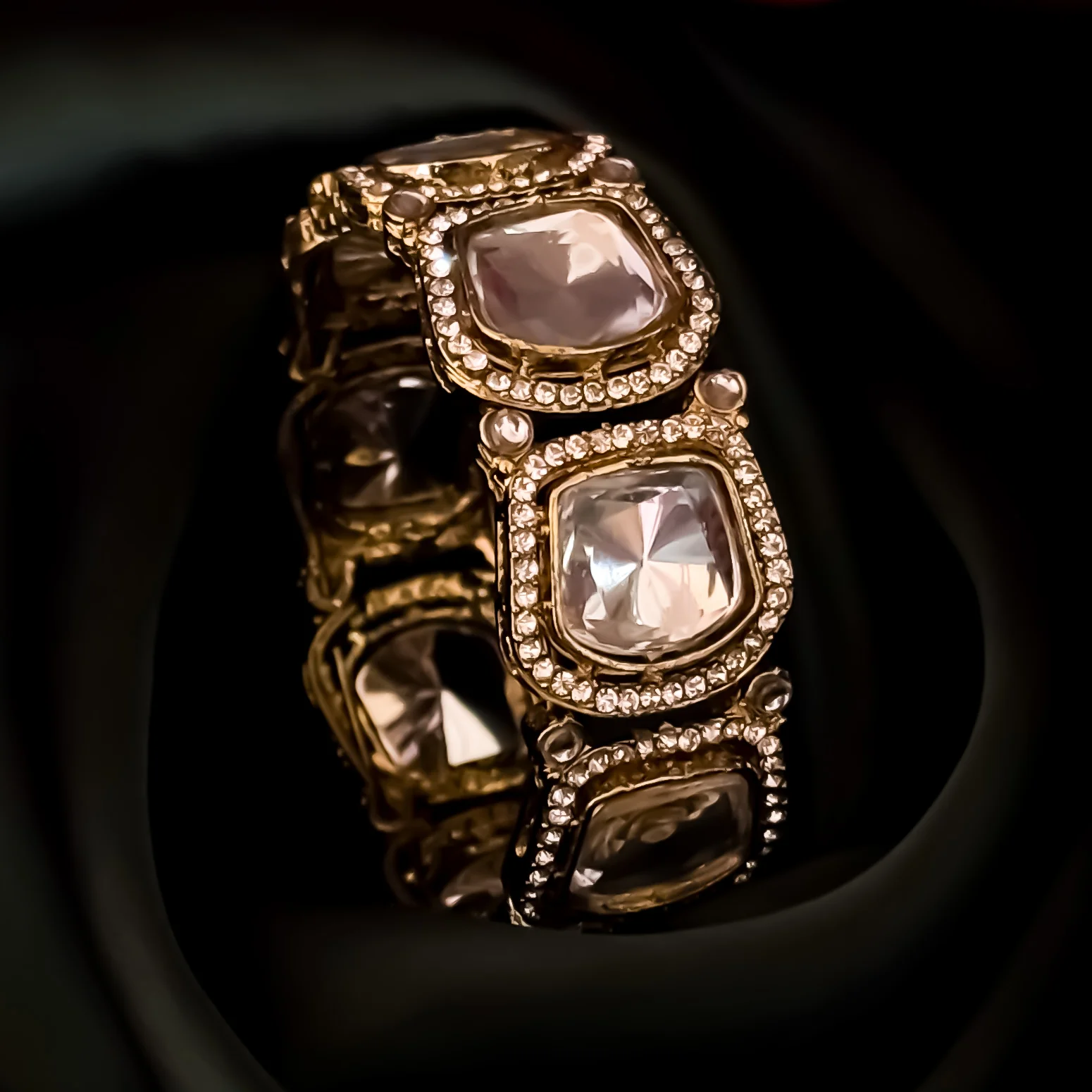 Sukriti Polki Lookalike Openable Bangles/Kada - Golden - Image 3