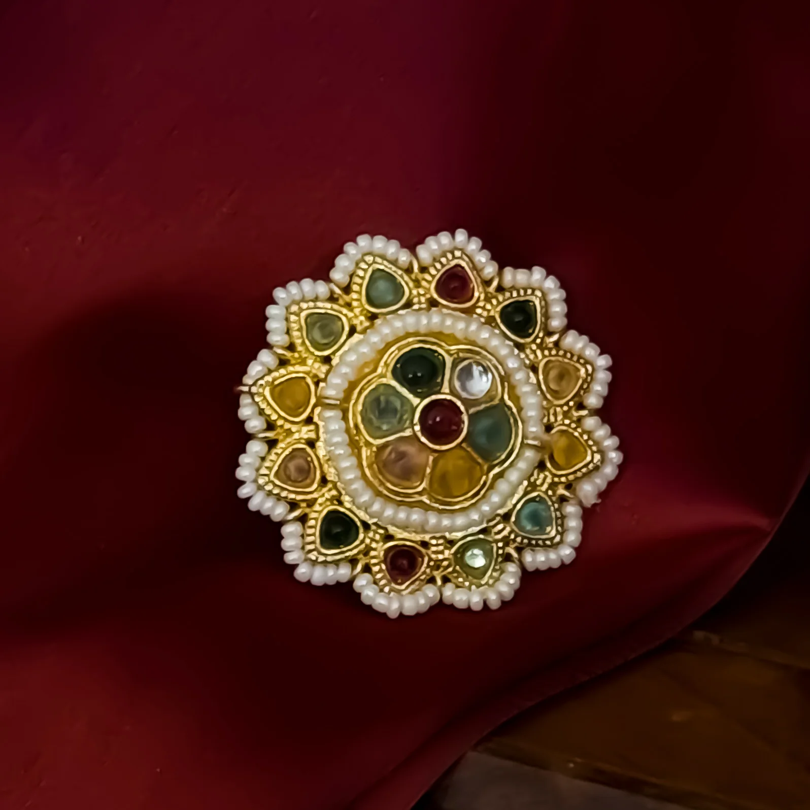 Surajkamal Navratan Brass Adjustable Ring - Multi - Image 4