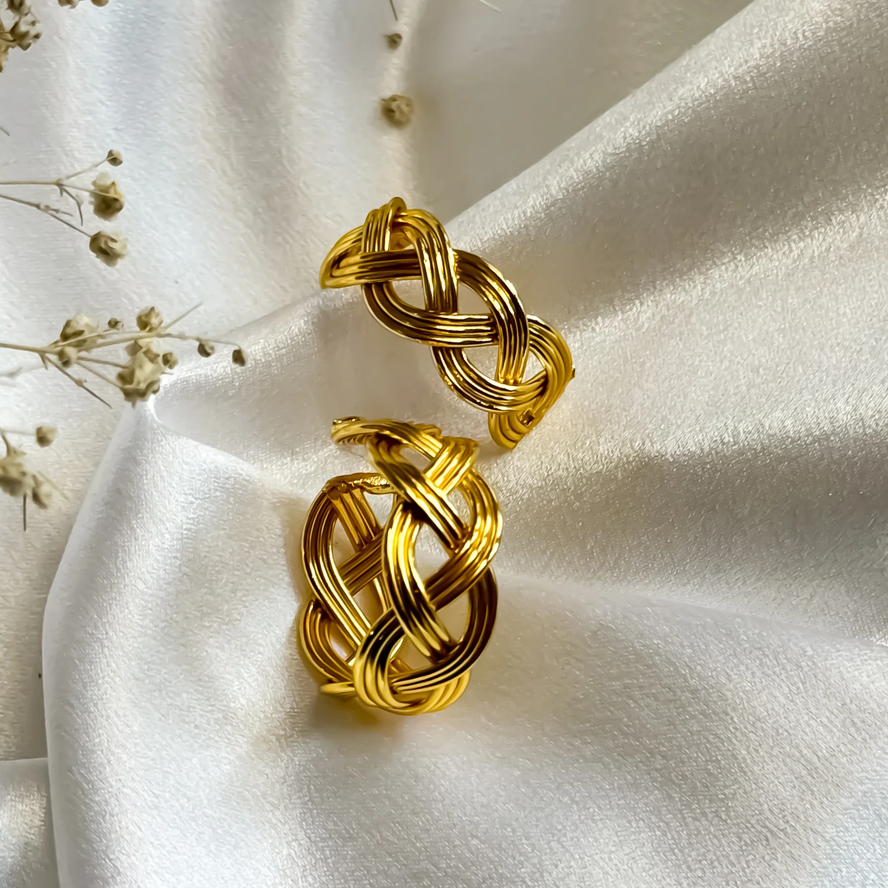 Hoops Heaven Golden Handcrafted Brass Earrings - Image 4