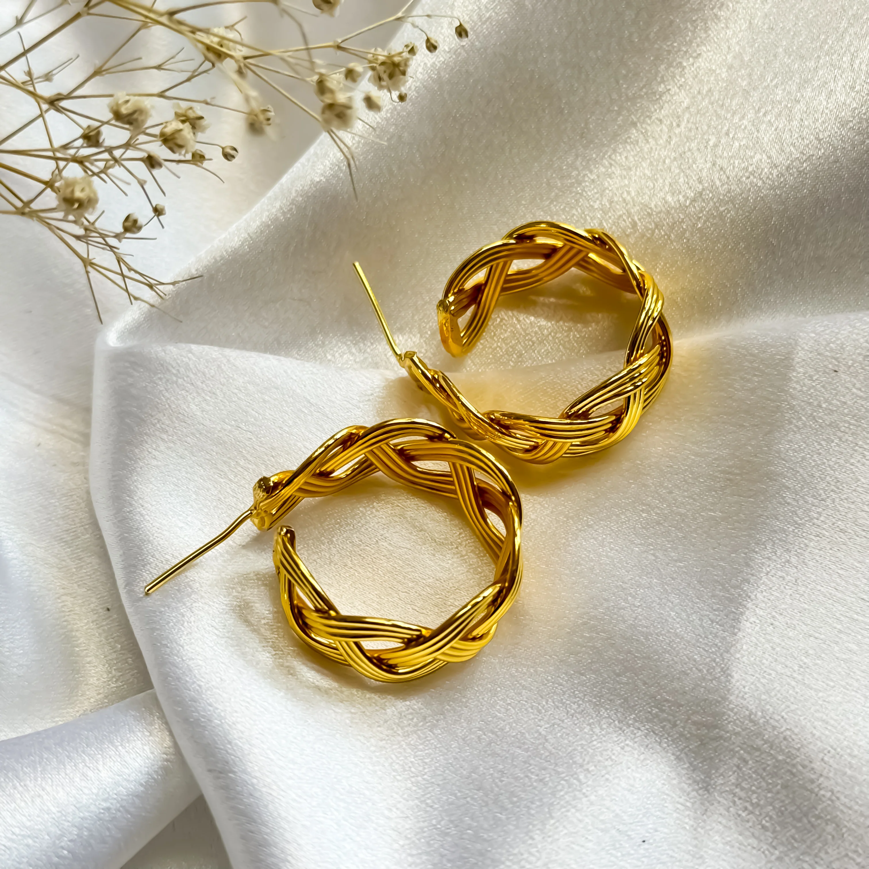 Hoops Heaven Golden Handcrafted Brass Earrings - Image 5