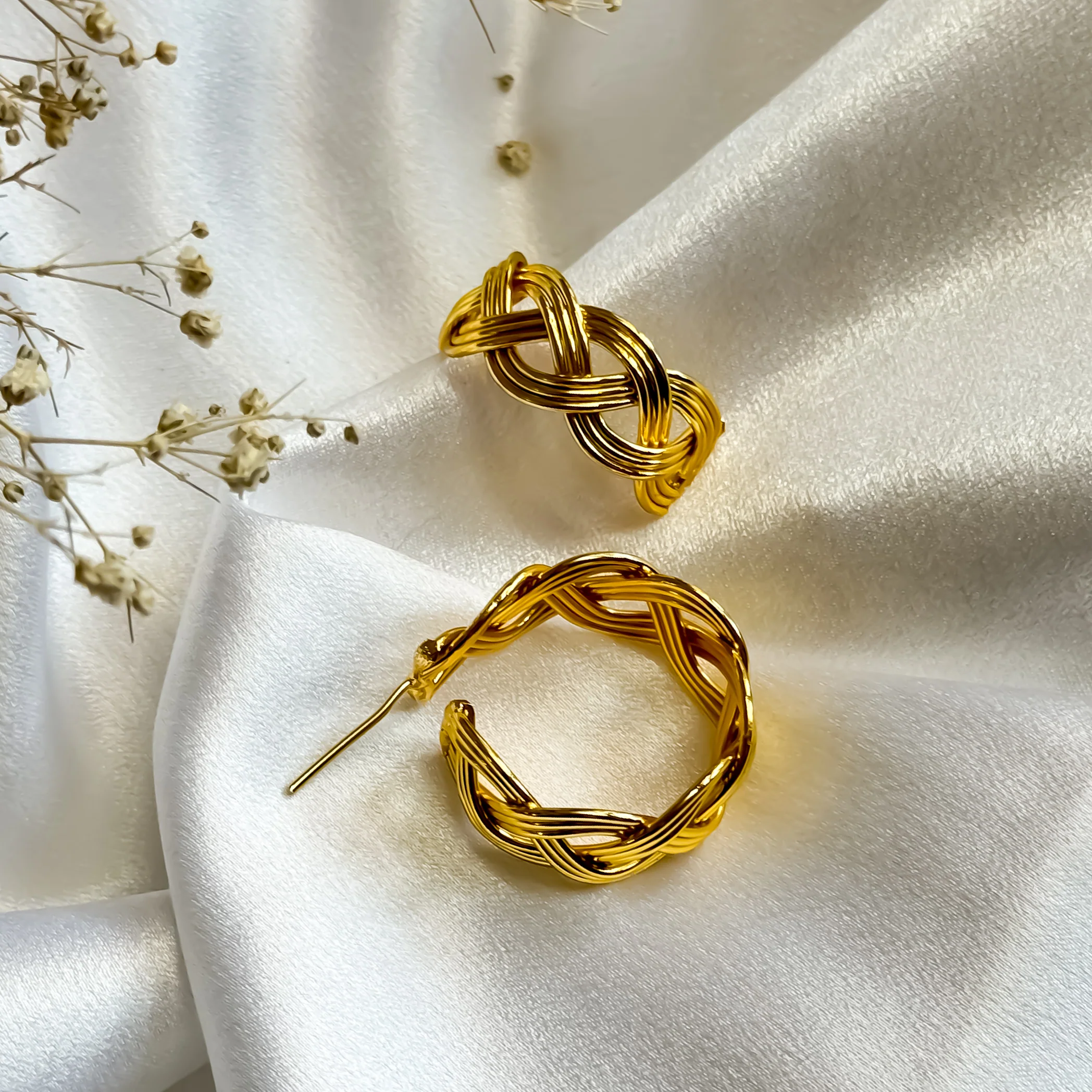 Hoops Heaven Golden Handcrafted Brass Earrings - Image 6